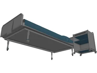 Hospital Bed 3D Model preview