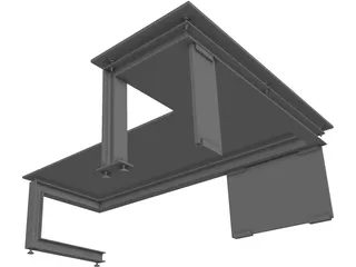 Modern Office Desk 3D Model preview