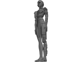 Female Cyborg 3D Model preview