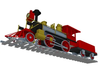 Toy Steam Locomotive with Tender 3D Model preview