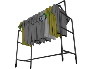 Shirts on Wardrobe 3D Model preview