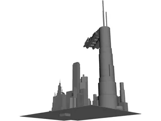 Futuristic Space City 3D Model preview