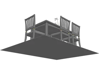 Table Set Dinner with Flower 3D Model preview