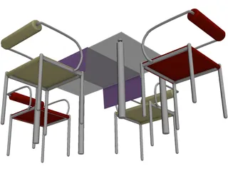 Table Dinner Modern 3D Model preview