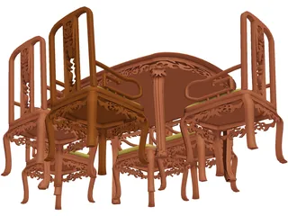 Table Dinner Home Style 3D Model preview