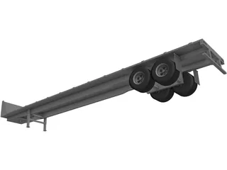 Flat Bed Trailer 3D Model preview