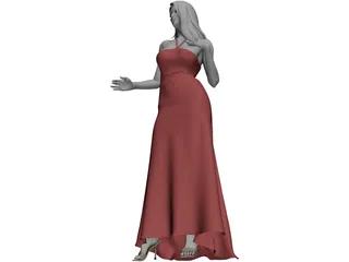 Woman in Wedding Dress 3D Model preview