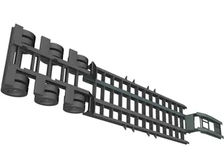 Trailer 3 Axes Flatbed 3D Model preview