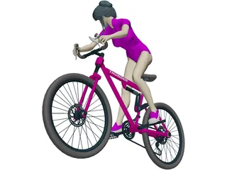 Woman on Bicycle 3D Model preview