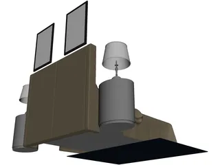 Fancy Bed King Size 3D Model preview