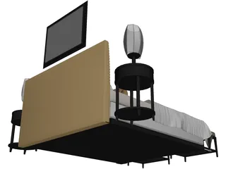 Fancy Couples Bed 3D Model preview