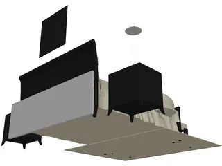 Fancy Bed King Size 3D Model preview