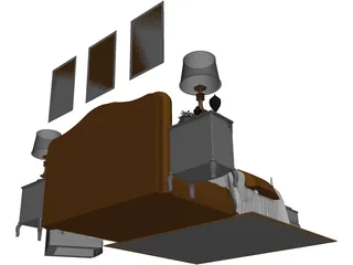 Fancy Couples Bed 3D Model preview