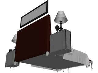 Bed Fancy Design King Size 3D Model preview