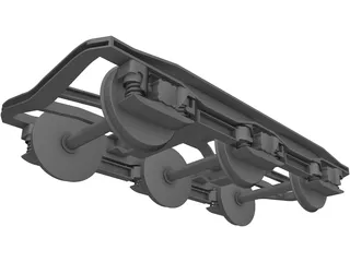 3 Axle Rail Bogie 3D Model preview