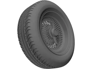 Daytona Wire Rim and Tyre 3D Model preview