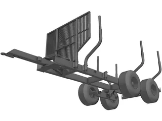 Log Trailer 3D Model preview