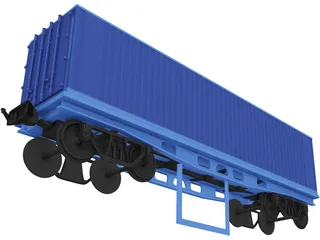 Container on Train truck 3D Model preview