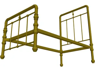 Bed Frame Antique 3D Model preview