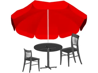 Cafe Table Set 3D Model preview