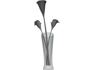 Flowers In Glass 3D Model preview
