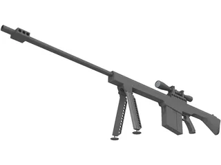 Barret Sniper Rifle 3D Model preview