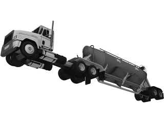 Mack with Powder Trailer 3D Model preview