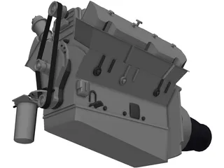 Race Block Supercharged Engine 3D Model preview