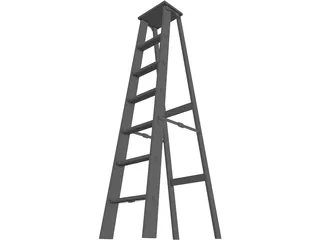 Wooden Step Ladder 3D Model preview