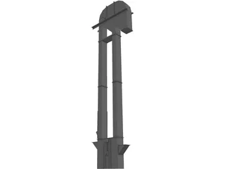 36 Inch Pulley Elevator Leg with Boot and Head 3D Model preview