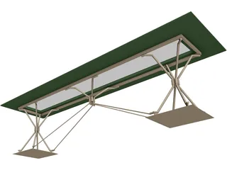 Iron and Wood/Glass Table 3D Model preview