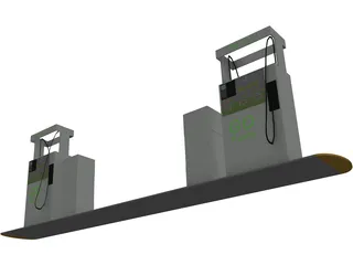 Gas Station Island 3D Model preview