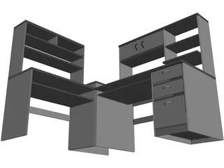 Desk Computer Wrap Around 3D Model preview
