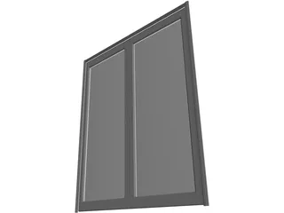 Door Double Sliding Glass 3D Model preview