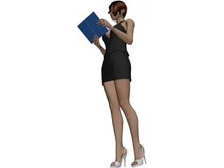 Woman with Book 3D Model preview