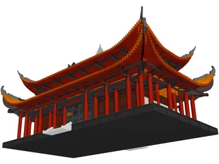 Attic Chinese Building 3D Model preview