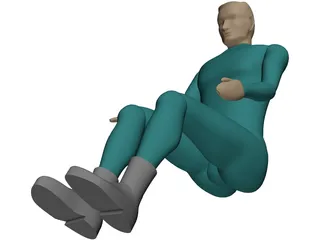 Pilot Sitting 3D Model preview