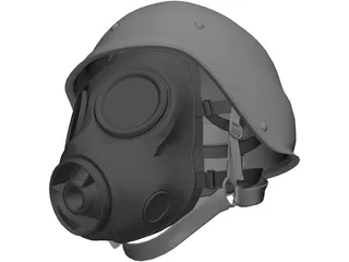 Gasmask with Helmet 3D Model preview