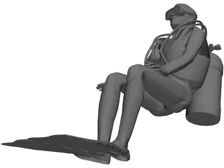 Scuba Diver 3D Model preview