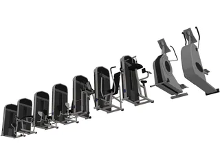 Fitness Equipment Collection 3D Model preview