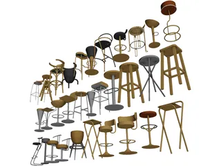 Bar Chairs Collection 3D Model preview