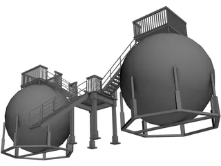 Oil Storage Tanks 3D Model preview