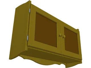 Wall Cabinet In Pine 3D Model preview