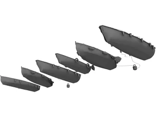 River Fishing Boats Set 3D Model preview