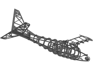 RC Glider Plane Balsa Frame 3D Model preview