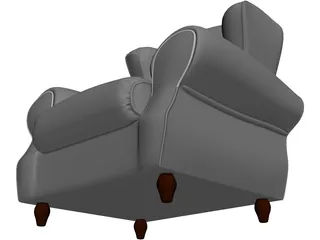 Armchair Old Fashioned 3D Model preview