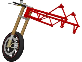 Motorcycle Frame, Wheel and Fork 3D Model preview