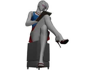 Woman Writing 3D Model preview