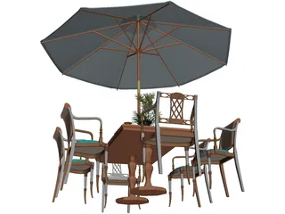 Chairs and Table Garden 3D Model preview