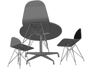 Eames Seatings and Table 3D Model preview